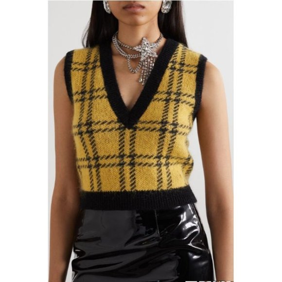 ALESSANDRA RICH Metallic Checked Knitted Vest - Picture 1 of 7